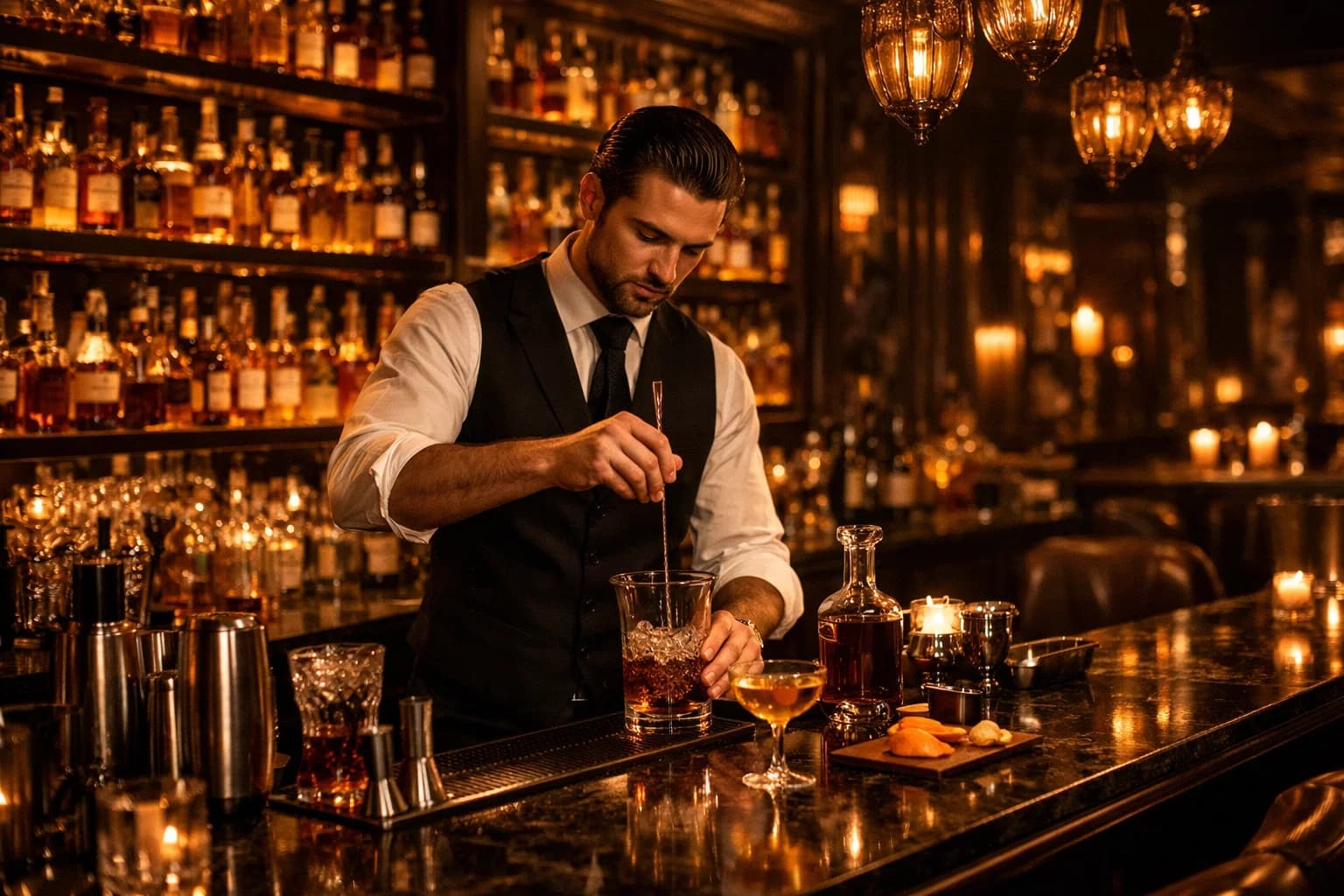 Luxury bar whiskey experience