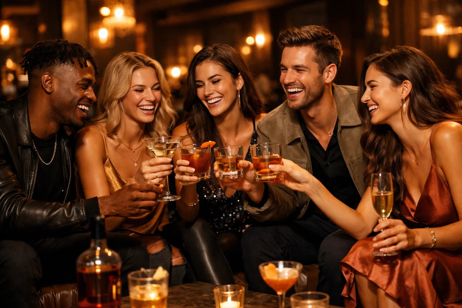 Friends enjoying drinks together